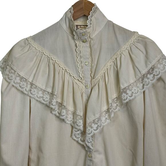 Jessica's Gunnies Size 7 Ivory and White Lace Gunne Sax Button Up Blouse - Picture 2 of 8
